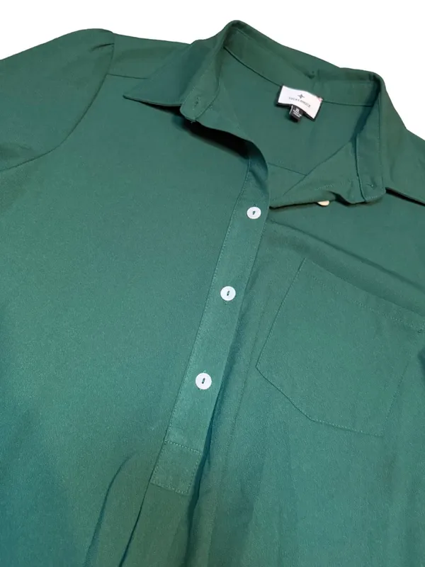 Tuckernuck Hunter Green Crepe Callahan Shirt Dress – XL - Image 4
