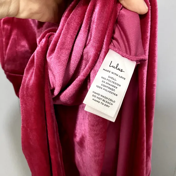 NEW Lulus My Dream Come True Pink Velvet Strapless Elegant Maxi Dress L - Image 4