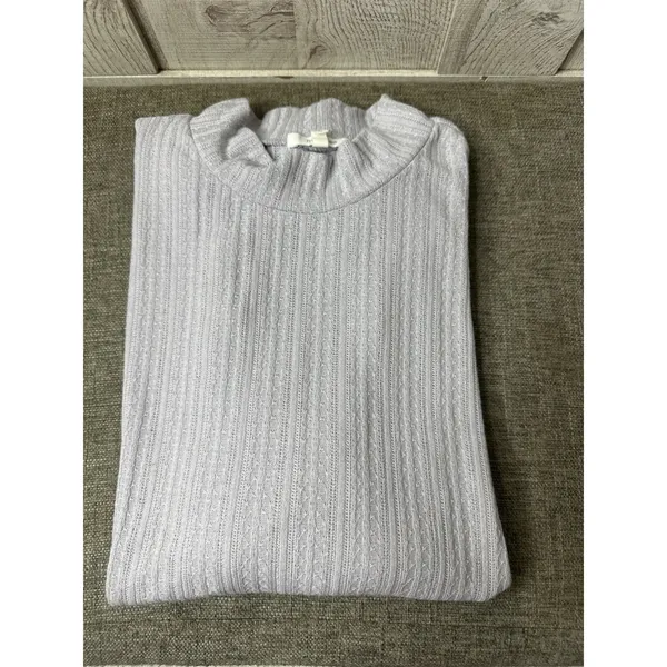 Maurices Womens Ribbed Puff Short Sleeve Light Gray Top Blouse Size Large - Image 3