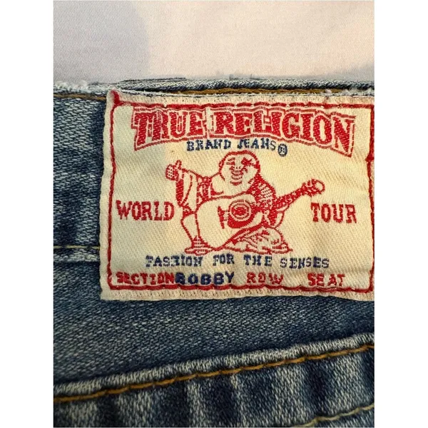 True Religion Bobby Cutoff Denim Shorts Distressed USA Size 24 - Image 3