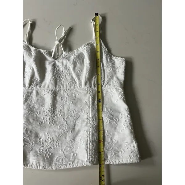 Abercrombie Fitch Womens Milkmaid Cottage Babydoll Tank Top Medium White Eyelet - Image 7