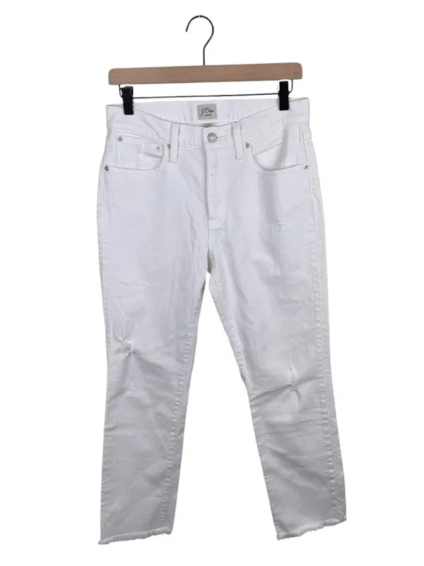 J. Crew Women's Slim Boyfriend Jean White Denim Size 27 Distressed Slim AO671 - Image 4