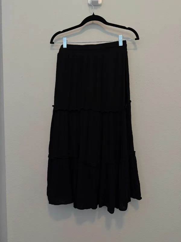 Black Maxi Peasant Tiered Skirt  - Image 6