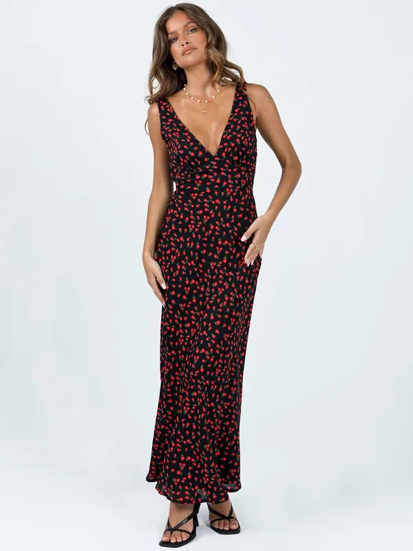 Princess Polly Nellie Maxi Dress Black/Red Floral Size 4 New with tag - Image 8