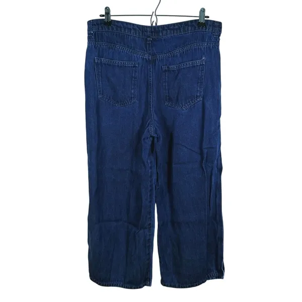 French Connection Wide Leg Side Slit Jeans Size 8 Blue Festival Rave Y2K 90s - Image 3