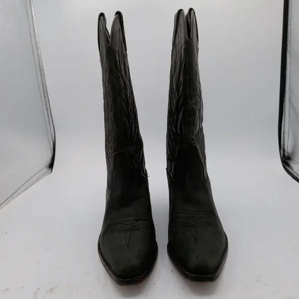 Wild Pair Black Leather Western Cowboy Boots Women 7B Pointed Toe Brazil - Image 3
