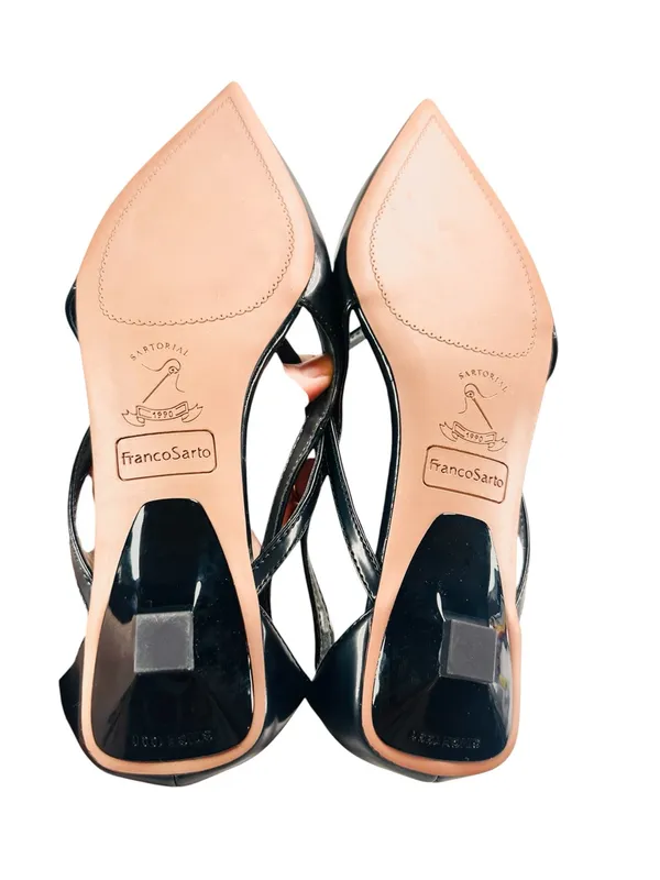 Franco Sarto Petunia Pointed Toe Kitten Heel Pumps Black Patent Size 7 - Image 7