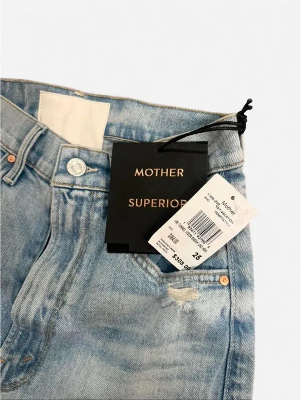 MOTHER The Tomcat Ankle Distressed High Rise Jeans Light Wash Size 25 NWT - Image 4