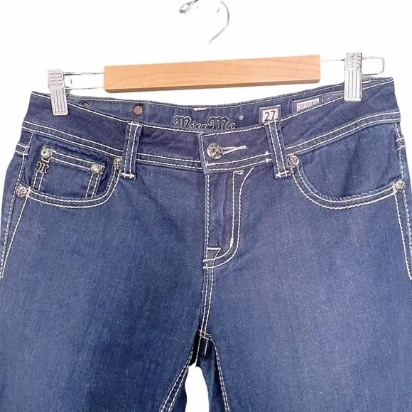 Miss Me Women's Easy Skinny Jeans Size 27 | 4 Dark Wash FDL Embellished Y2K Jean - Image 4