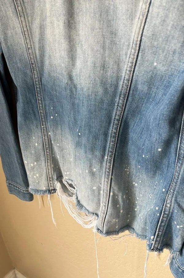 Distressed Paint Splatter Denim Jacket - Image 9