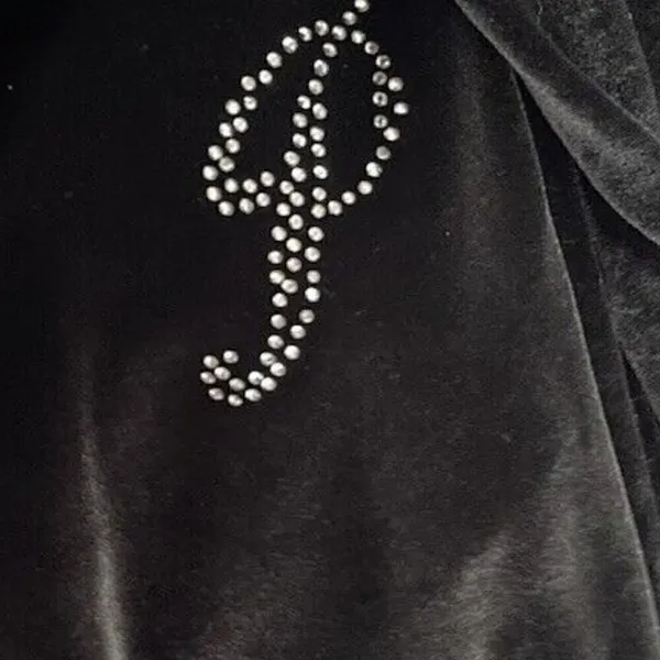 Victoria's Secret Velour Hoodie Sweatshirt Size XL Black Full Zip Rhinestone - Image 14