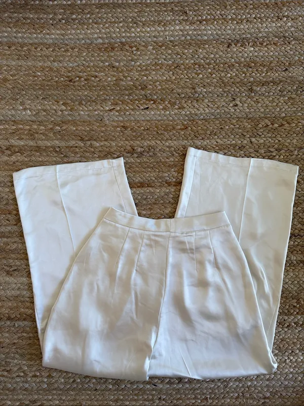 The Noli Shop Women's Cream Sequin Crop Top & High-Waist Pants Set - Image 5