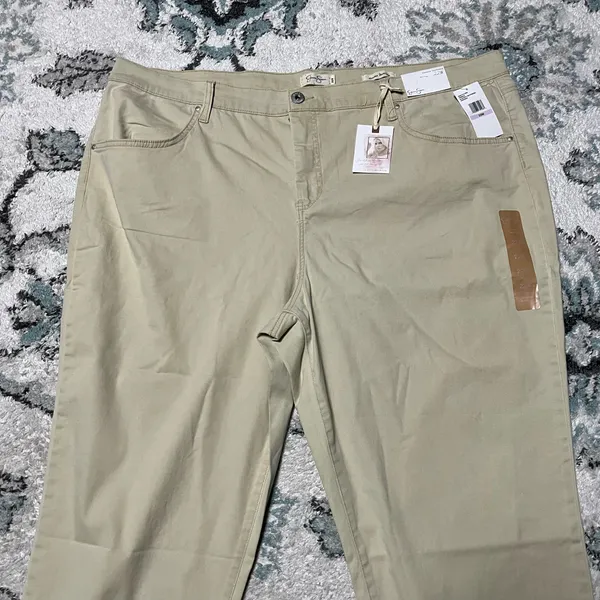 NWT 22W Plus Size Jessica Simpson Women’s Slouchy Boyfriend Khaki Ankle Cropped Chinos Pants - Image 5