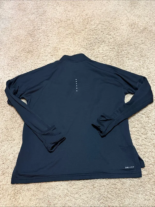 Nike Black Long Sleeve Half-Zip Pullover with White Swoosh - Image 5