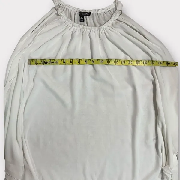 Women’s Saks Fifth Avenue White Layered Chiffon Sleeveless Blouse Size Small#167 - Image 5