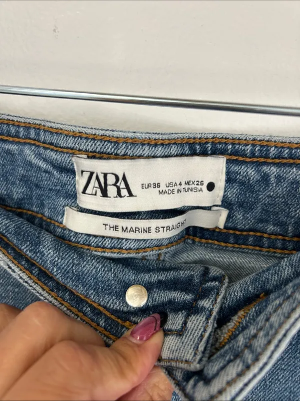 Zara The Marine Straight High Rise Wide Leg Jeans - Image 5