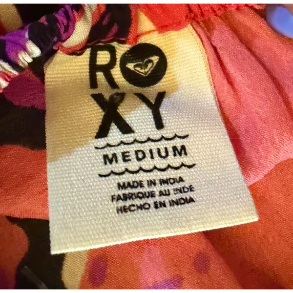 Roxy Dress Size M Pink Butterfly Print Sleeveless Fit & Flare - Image 3