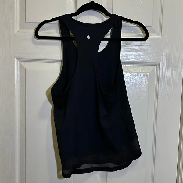 Lululemon Women’s Racerback Tank Top Black Mesh Hem Shirt - Image 5