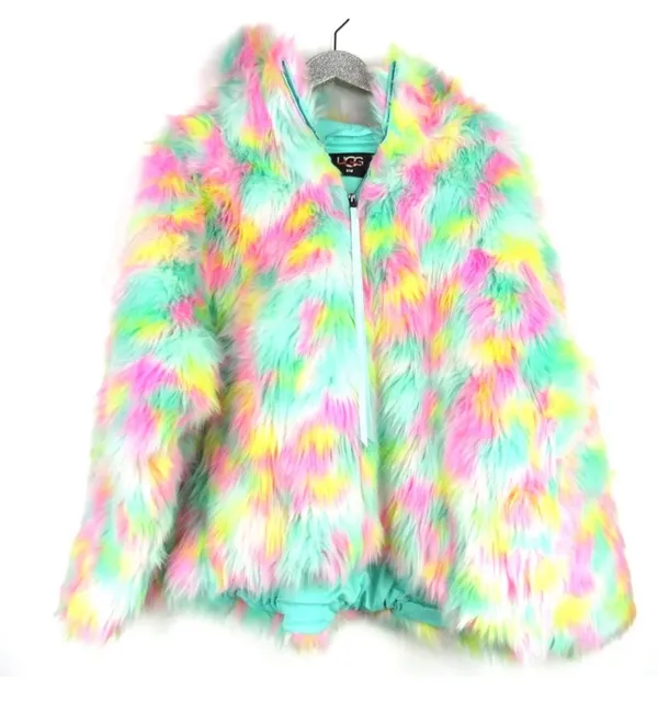 Ugg Clove Faux Fur Jacket lemon lime Aura oversized è - Image 2