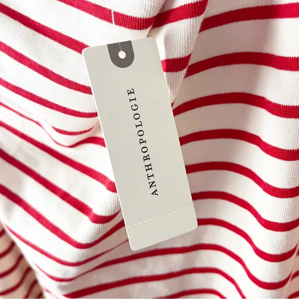 ANTHROPOLOGIE MAEVE 100% Cotton Marketa Striped One Shoulder Dress XL Nautical - Image 7