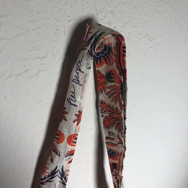 Free People Orange and Navy Blue Reusable Tote Bag - Image 4