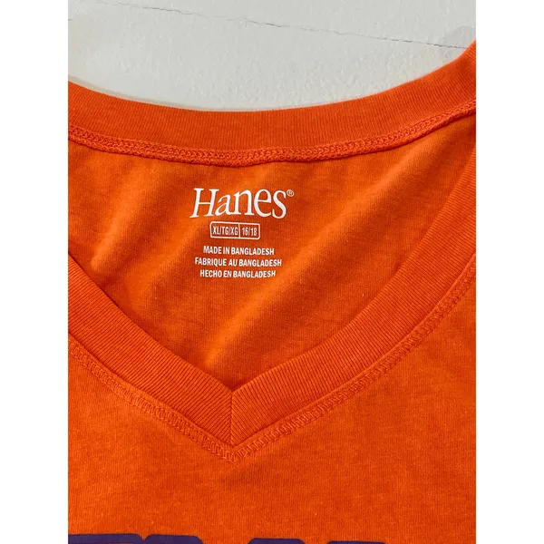 Hanes Clemson Tigers Womens Orange V Neck Tee Shirt Size XL - Image 5