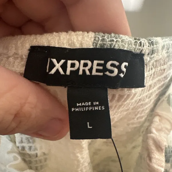 Express NWT Linen Blend Floral Square Neck Smocked Tiered Maxi Dress Large L - Image 9