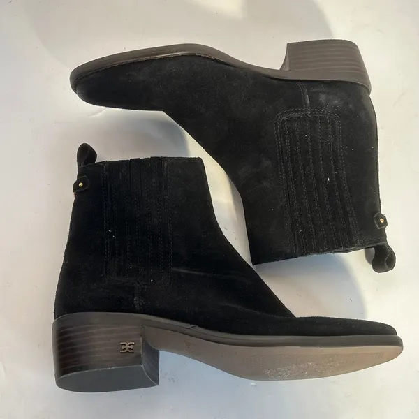 Sam Edelman‎ Black Suede Chelsea Block Heel Ankle Boots Women's Size 6 - Image 6