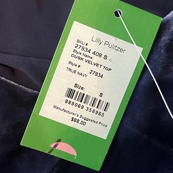 Lilly Pulitzer Women's‎ Silk Blend Dusk Velvet Top True Navy Racerback Top Small - Image 4