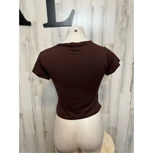 Brown v neck top - Image 2