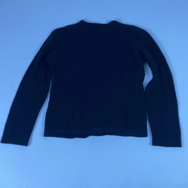 Gio Villani Sweater Womens Small Black Fine Merino Wool Crewneck Knit Made Italy - Image 5