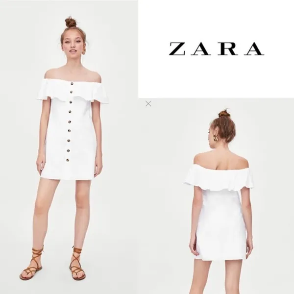✨ Zara Off-the-Shoulder Button Dress with Ruffles✨ - Image 2