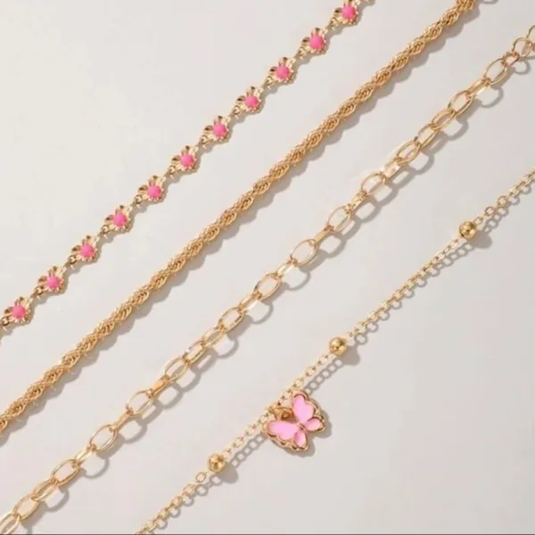 3/$30 💛 3pcs Butterfly Charm Bracelet Set Gold - Image 3