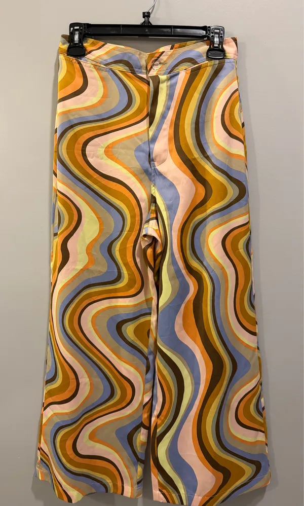 Urban Outfitters Satin Olympia Swirl Print Wide-Leg Pants Multicolor - Image 4