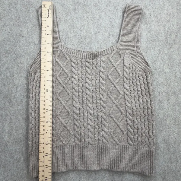 Cotton Emporium Sweater Vest Womens S Cable Knit Tan Preppy Coquette Academia - Image 5