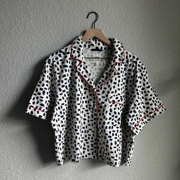🤍Aerie Navy and White Print Button Up Pajama Top - Image 5