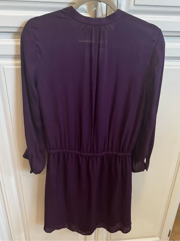 Babaton Purple silk long sleeve over knee dress - Image 2