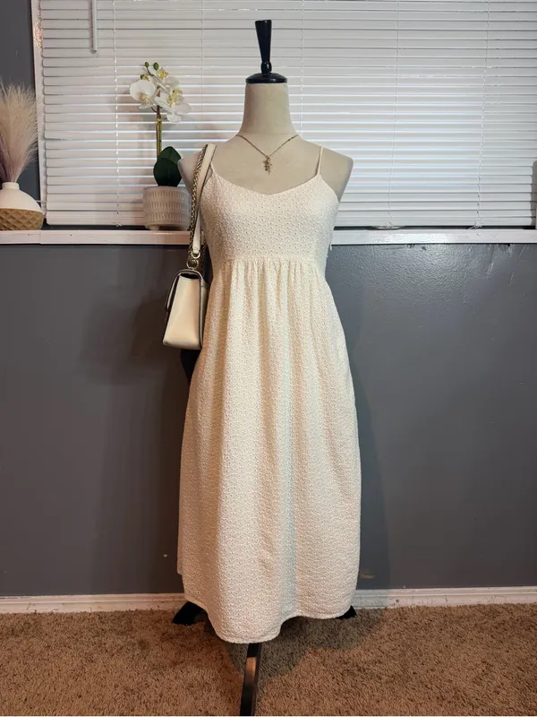 The Prairie by Rachel Ashwell White Eyelet Cotton Midi Dress Size 6 Cottagecore - Image 2