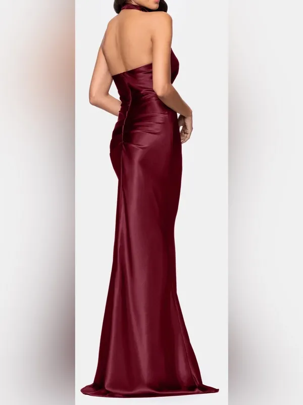 NEW Betsy & Adam Charmeuse Halter burgundy Dress SZ 12 - Image 2