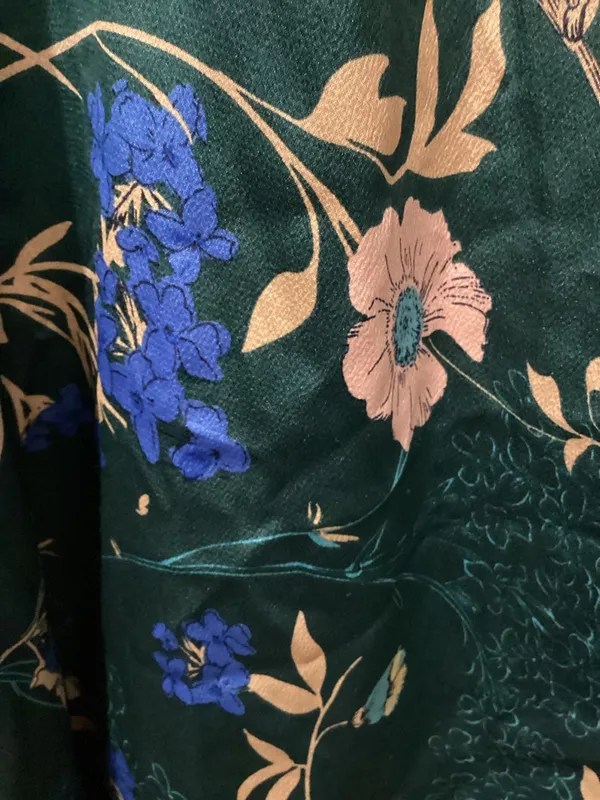 Lulu's Teal Floral Dress with Blue & Beige Print - Image 3