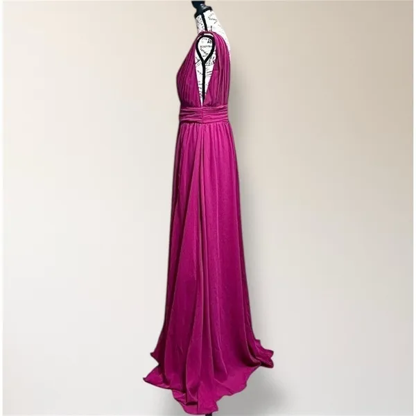 Lulus Heavenly Hues M Magenta Maxi Dress‎ Deep V Side Slit Formal Homecoming - Image 6