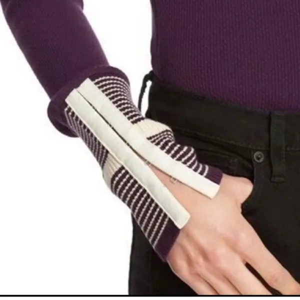 NWT Free People Mod Stripe Cuff Waffle Knit Top Purple Size Medium - Image 3
