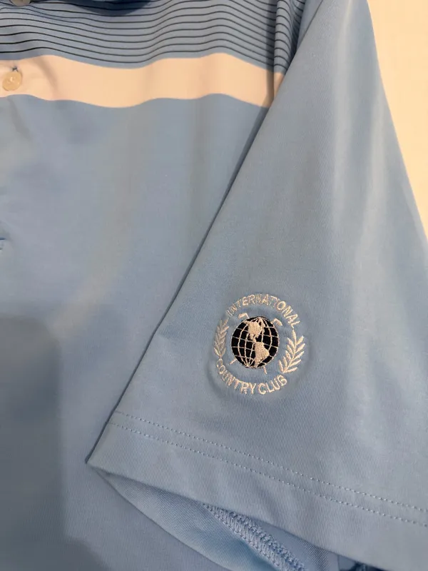 FootJoy Athletic Fit “International Country Club” Blue Polo Shirt - Image 3
