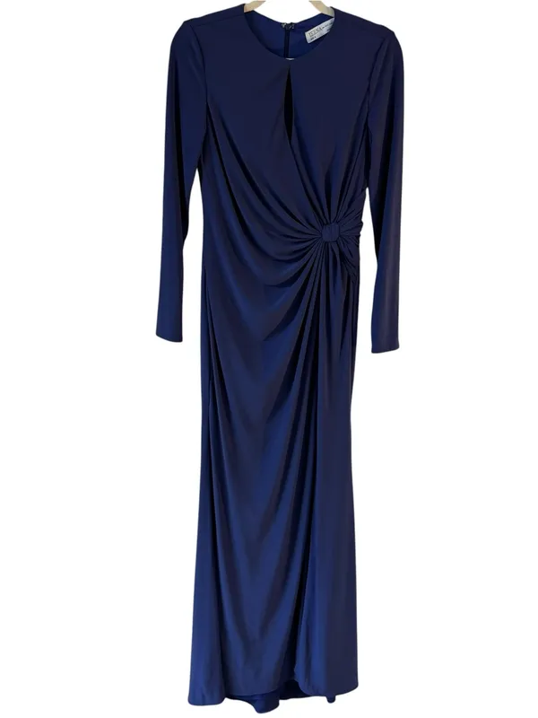 Mac Duggal Ieena Keyhole Draped Long Sleeve Gown Blue Purple Size 6 NEW - Image 3