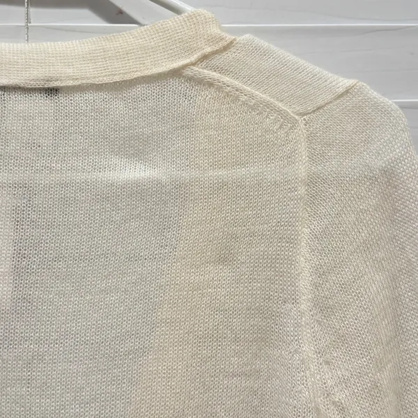 NEW J.Crew Cardigan Womens S Ivory Alpaca Merino Wool V-Neck‎ Rhinestone 33966 - Image 6