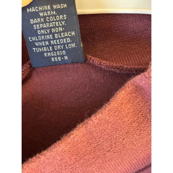 Lands End Womens Medium Burgundy Plum Mock Neck Long Sleeve 100% Cotton USA Made - Image 5