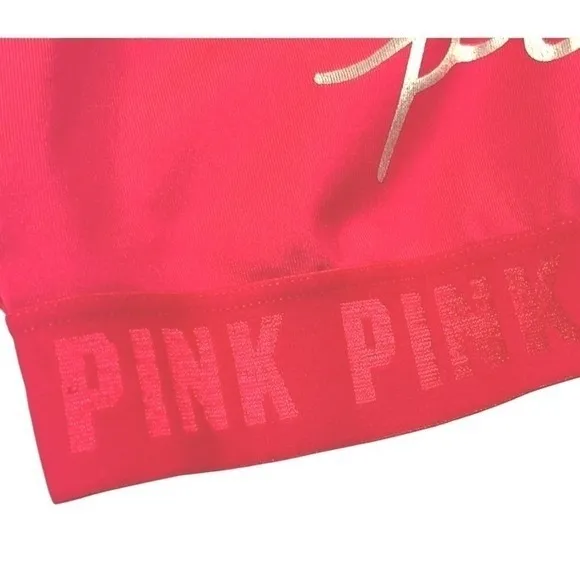 PINK Victoria's Secret Sports Bra Womens Polyester Mesh Racerback Red XXS‎ - Image 9