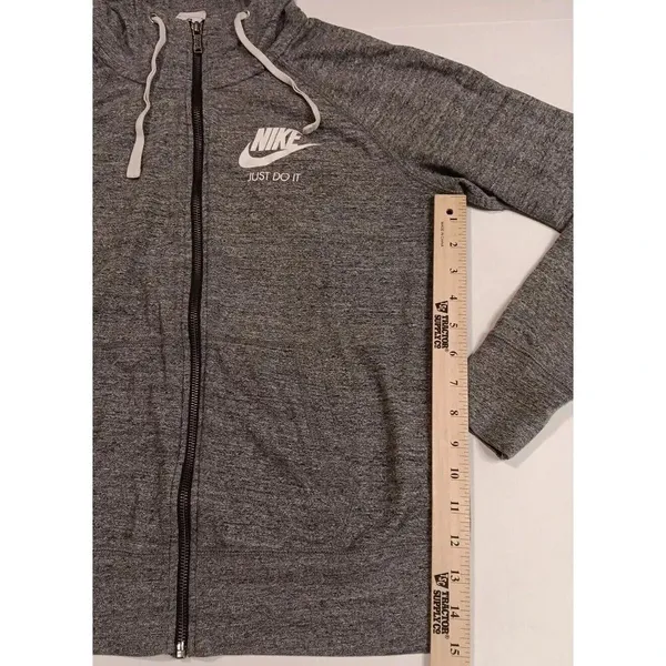 Vintage Nike Hooded‎ Full Zip Light Weight Track Jacket size Medium Gray - Image 6