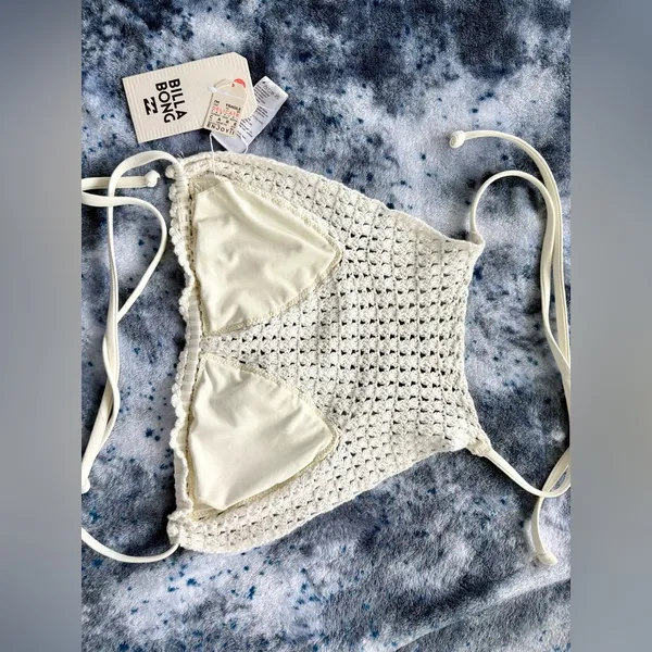NWT Billabong Crochet Bikini Set – White/Black - Image 4