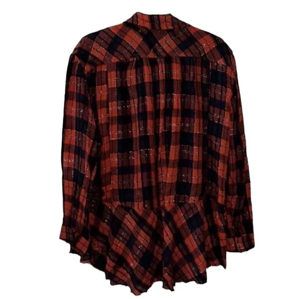 Free People Red & Blue Plaid Tunic Oversized Wool Blend Top(Size Small) - Image 5